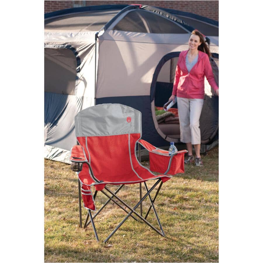 COLEMAN Red/Grey Oversized Quad Camping Chair, with Cooler Home Hardware