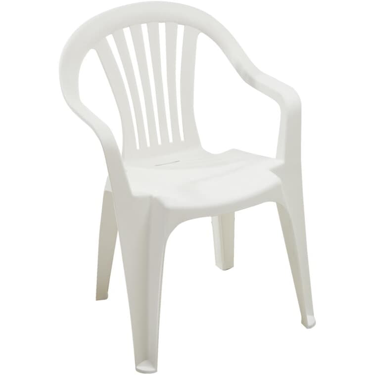 Chaise empilable en plastique à dossier moyen Cayman, blanc