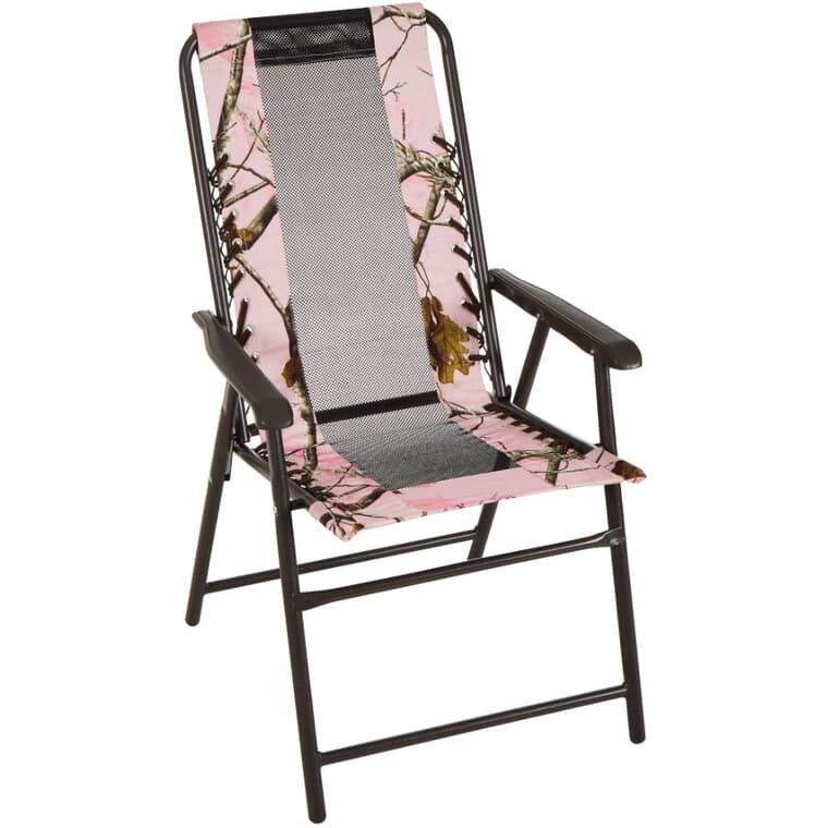 Chaise pliante avec sangles élastiques, rose