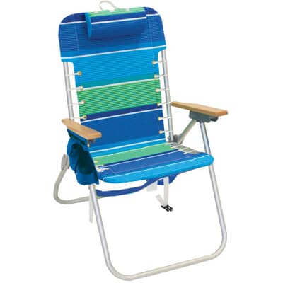 rio brands classic 4 position aluminum beach chair with side pouch cup holder home hardware