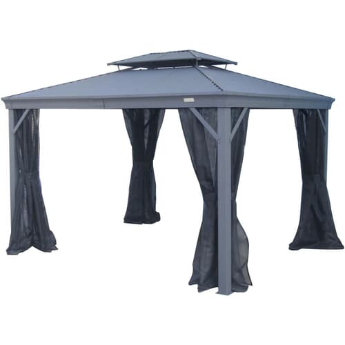 DURA 10' x 10' Niagara Charcoal Steel Top Gazebo, with DURA 10' x 10' Niagara Charcoal Steel Top Gazebo, with
