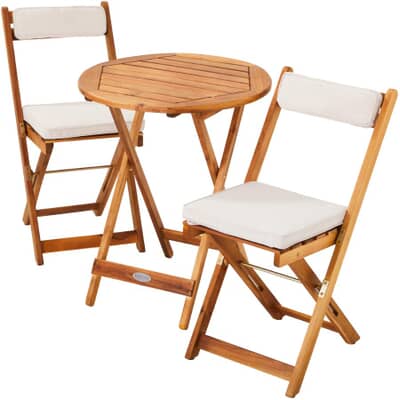 Corriveau 3 Piece Nancy Wood Bistro Set With Cushions Home Hardware
