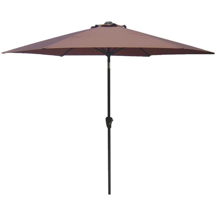 9' Chocolate Brown Tilt and Crank Market Umbrella