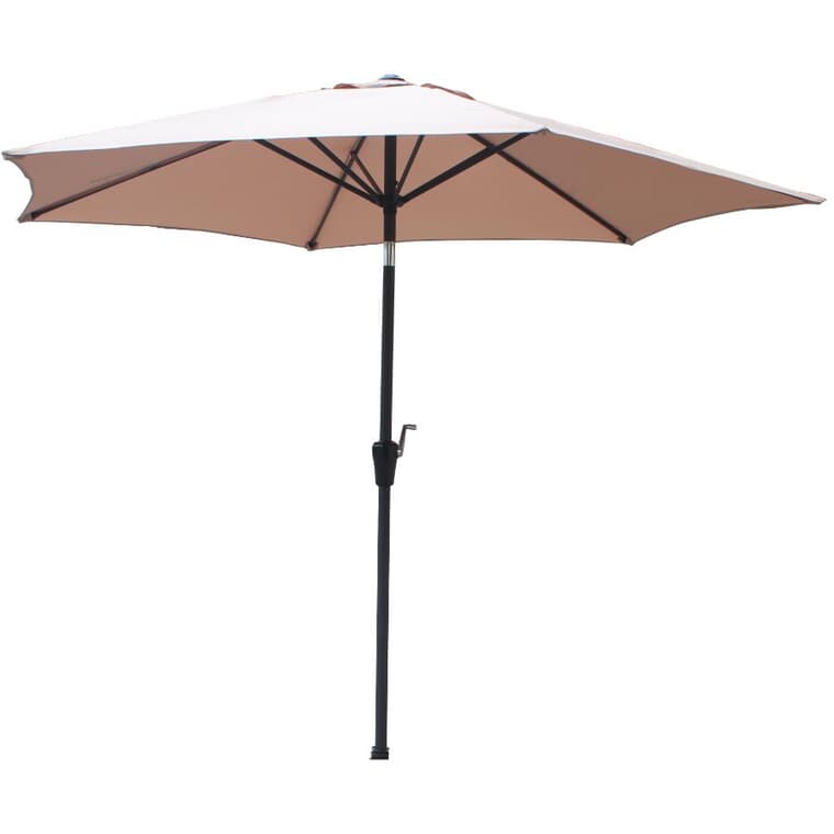 9' Taupe Tilt and Crank Market Umbrella
