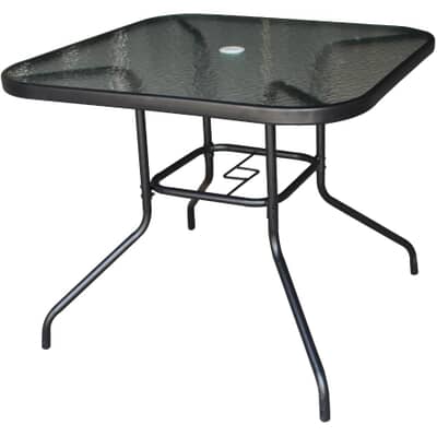 Instyle Outdoor 35 Empress Square Tempered Glass Top Dining Table Home Hardware Instyle Outdoor 35 Empress Square, White Glass Top Patio Table