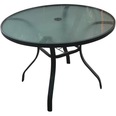 40 Hudson Round Glass Top Dining Table, Small Round Glass Top Garden Table