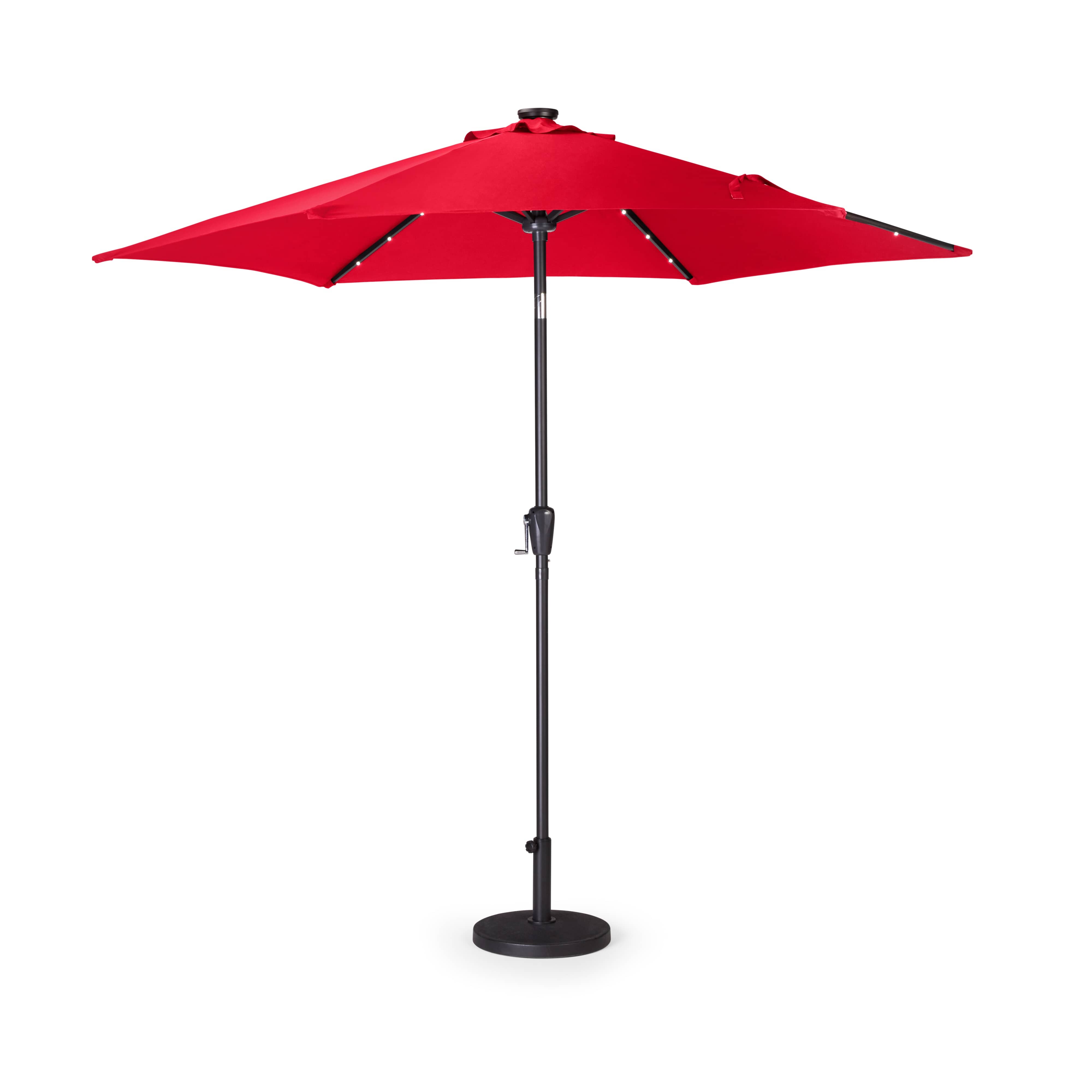 INSTYLE OUTDOOR 9' Tilt & Crank Round Solar Umbrella | Home Hardware
