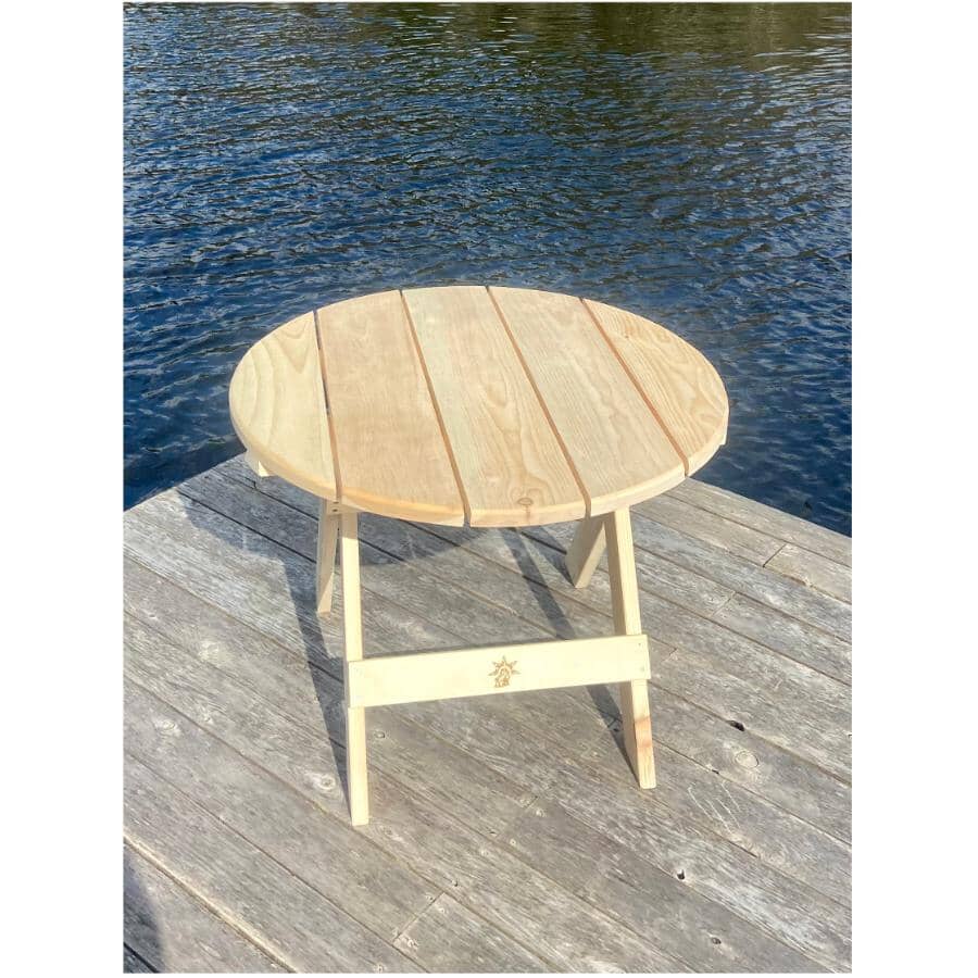 THE BEAR CHAIR Pine Round Folding Side Table | Home Hardware