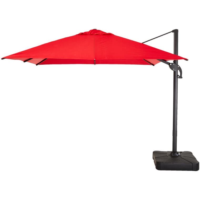 10' Square Offset Umbrella & Base - Red