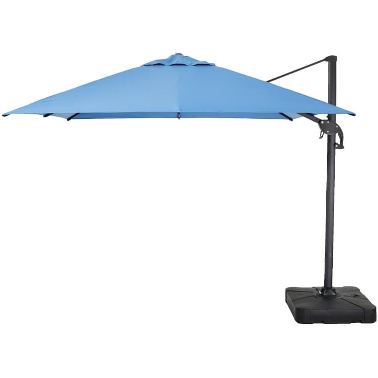 10' Square Offset Umbrella & Base - Blue