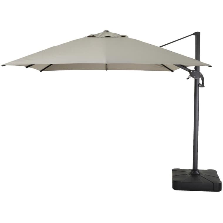 10' Square Offset Umbrella & Base - Grey