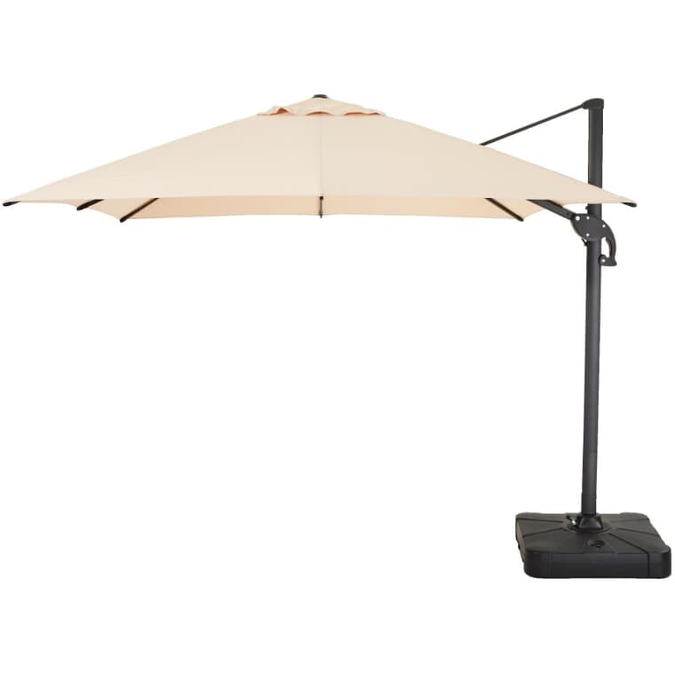 10' Square Offset Umbrella & Base - Taupe