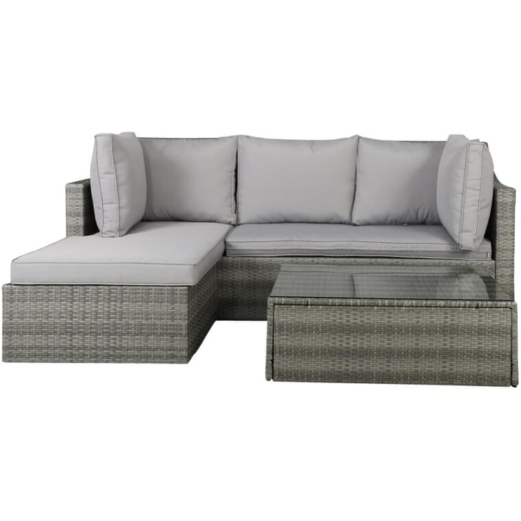 2 Piece Grey L-Shape Sectional Set - with Cushions