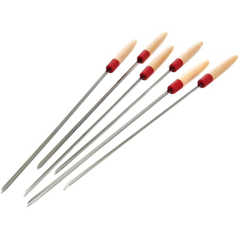 22" V-Shaped Stainless Steel BBQ Skewers - 6 Pack