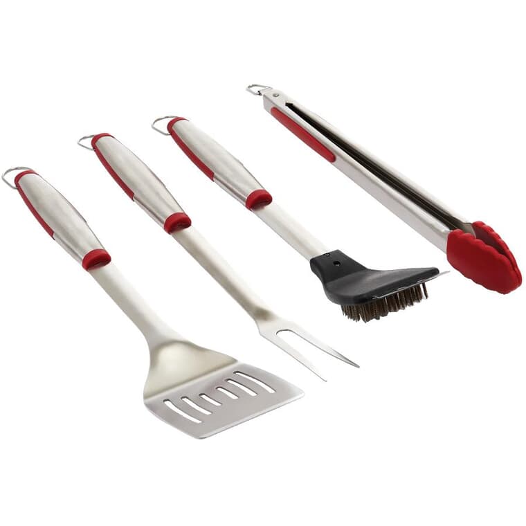 Four Piece Stainless Steel Soft Grip Barbecue Tool Set