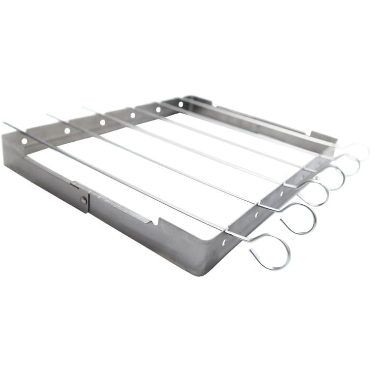 Stainless Steel BBQ Skewers - 7 Piece, with Rack