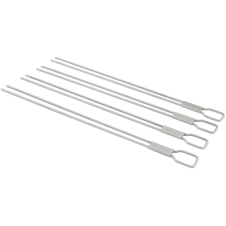 12" Dual Prong Stainless Steel BBQ Skewers - 4 Pack
