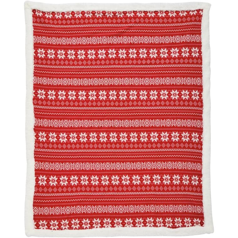 150 x 125 cm Red Snowflakes Sherpa Throw