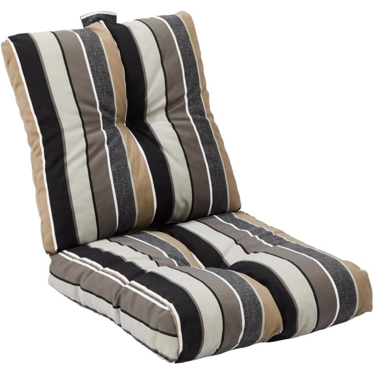 Deep Seat Cushion - Black + Taupe Stripe