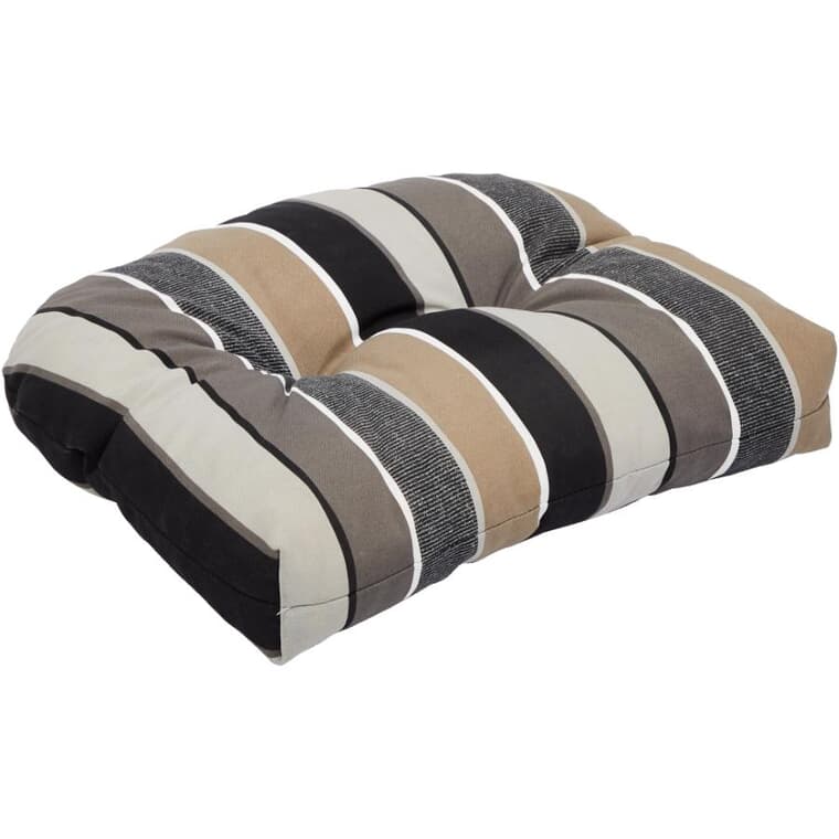 Deluxe Seat Cushion - Black + Taupe Stripe