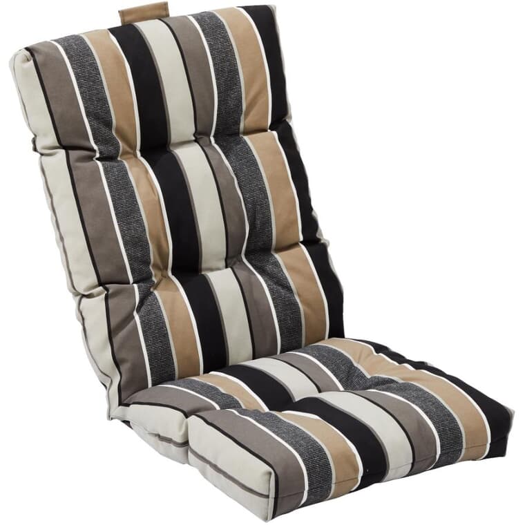 High Back Chair Cushion - Black + Taupe Stripe