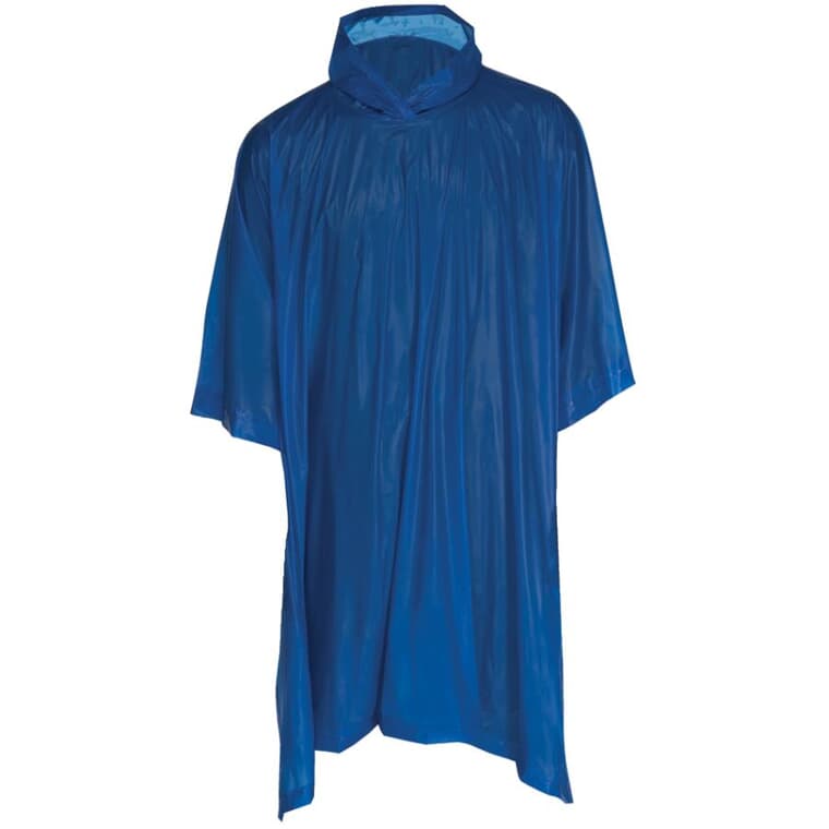 Poncho imperméable bleu de 52 po x 80 po en PVC pour adulte