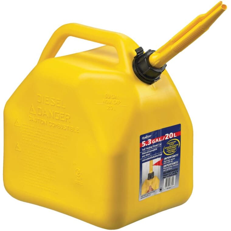 20 L Diesel Jerry Can - Plastic + Vented + Yellow