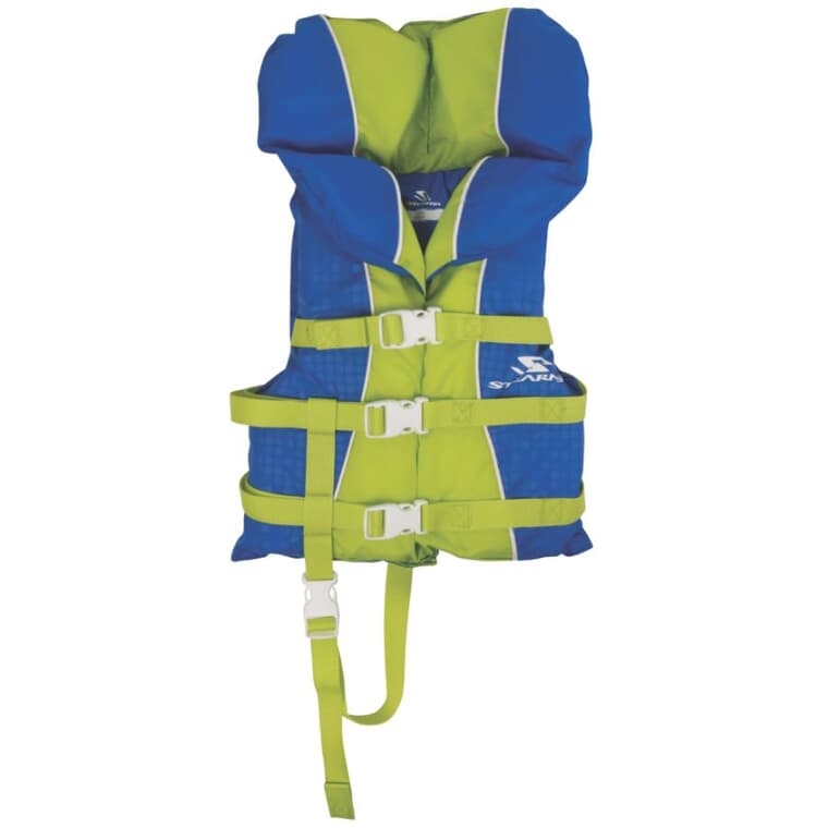 Veste de flottaison VFI pour enfant, 30 à 60 lb, bleu et vert