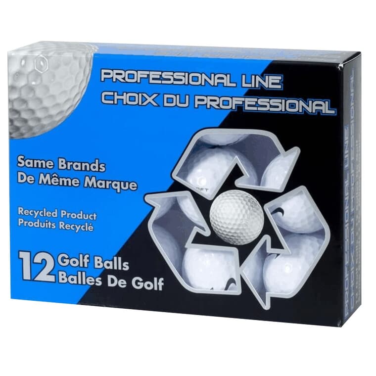 Paquet de 12 balles de golf recyclées de qualité professionnelle