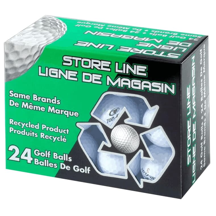 Paquet de 24 balles de golf recyclées, variées