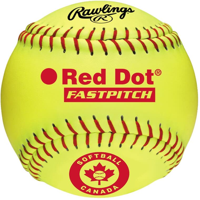 12" Yellow Red Dot Softball