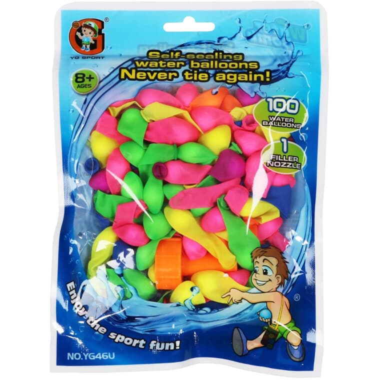 Self-Sealing Water Balloons with Filler - 100 Pack