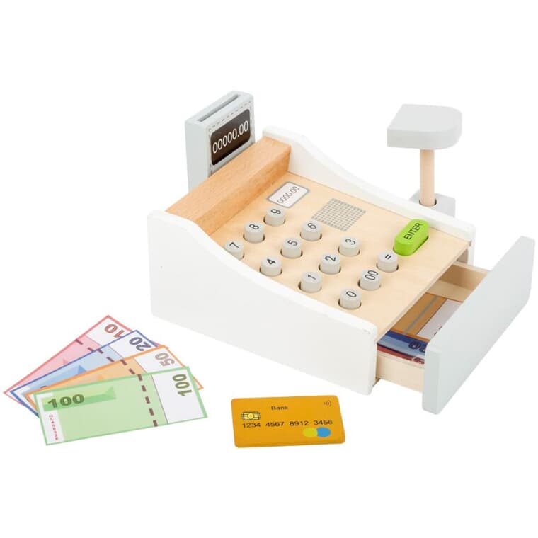 Wooden Cash Register with Accessories