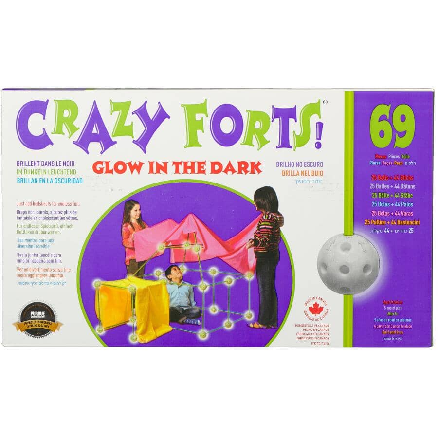 CRAZY FORTS:Glow-in-the-Dark Build-A-Fort Set - 69 Pieces