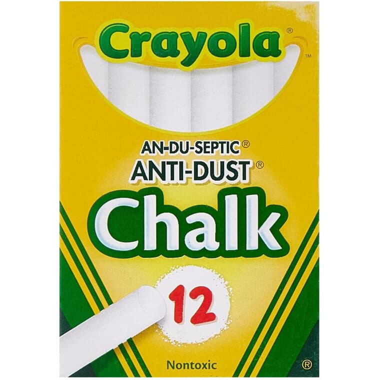 Dustless White Chalk - 12 Pack
