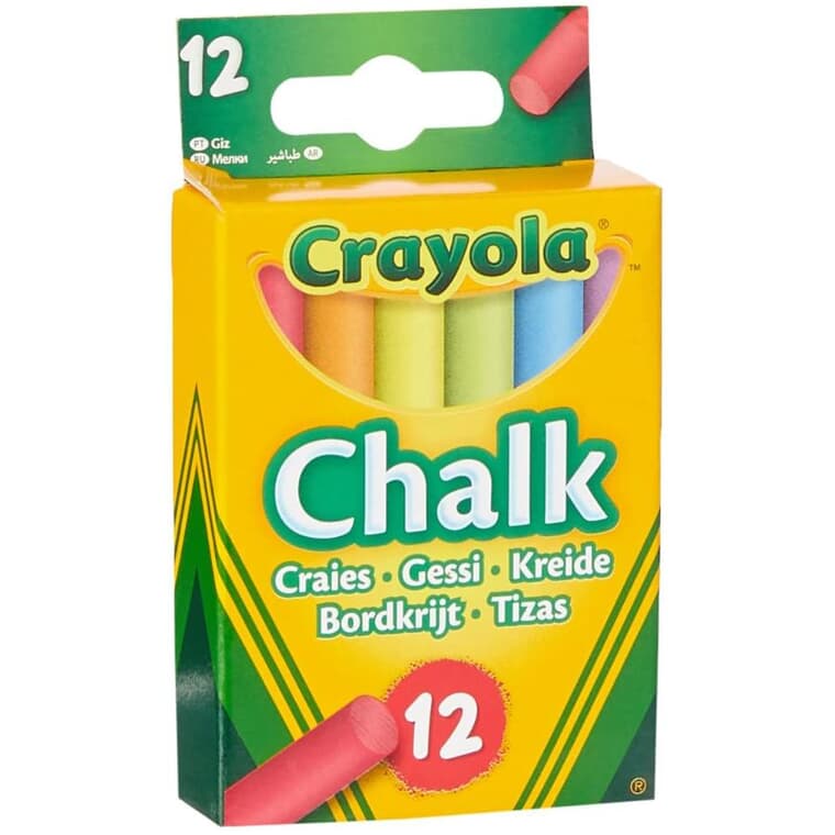 Dustless Coloured Chalk - 12 Pack