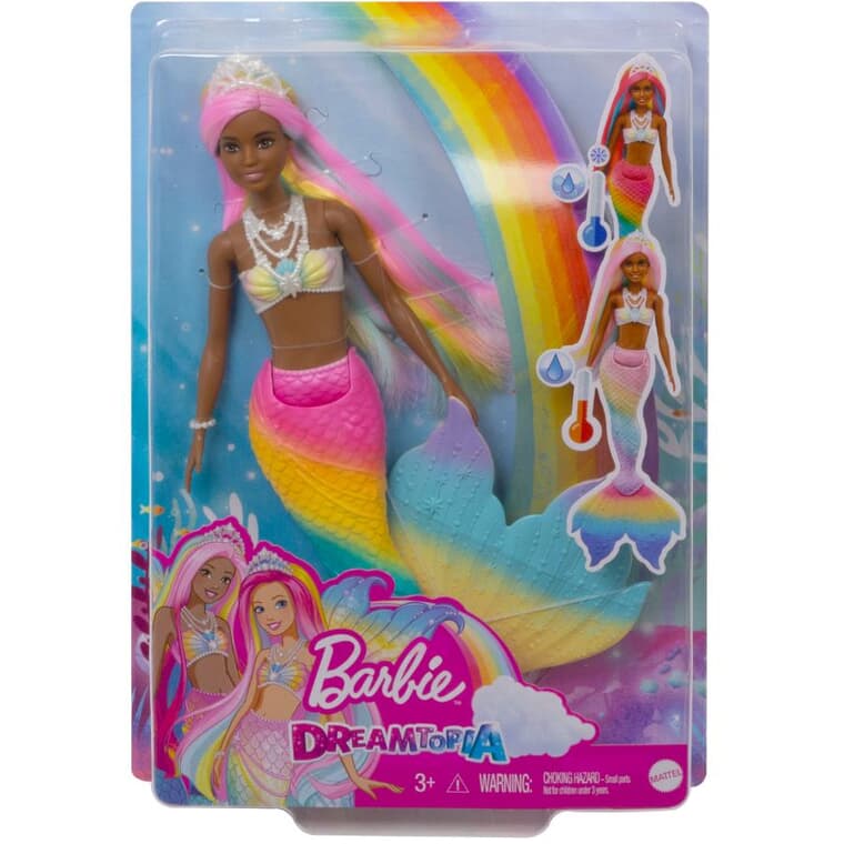 Poupée Barbie sirène Rainbow Magic Dreamtopia qui change de couleur
