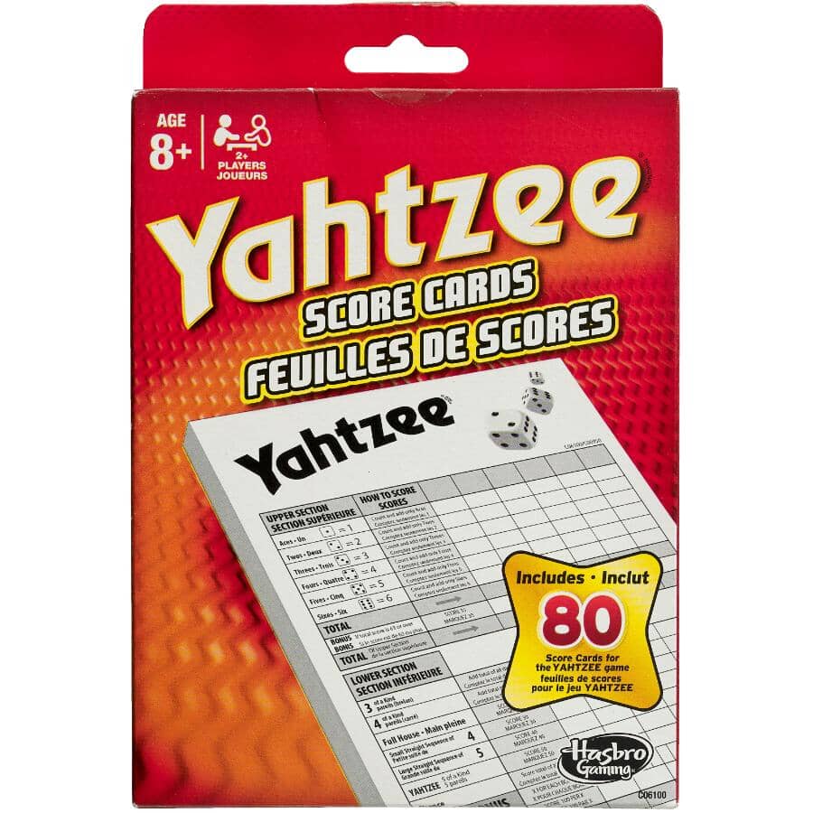 HASBRO:80 Sheets Yahtzee Score Pad