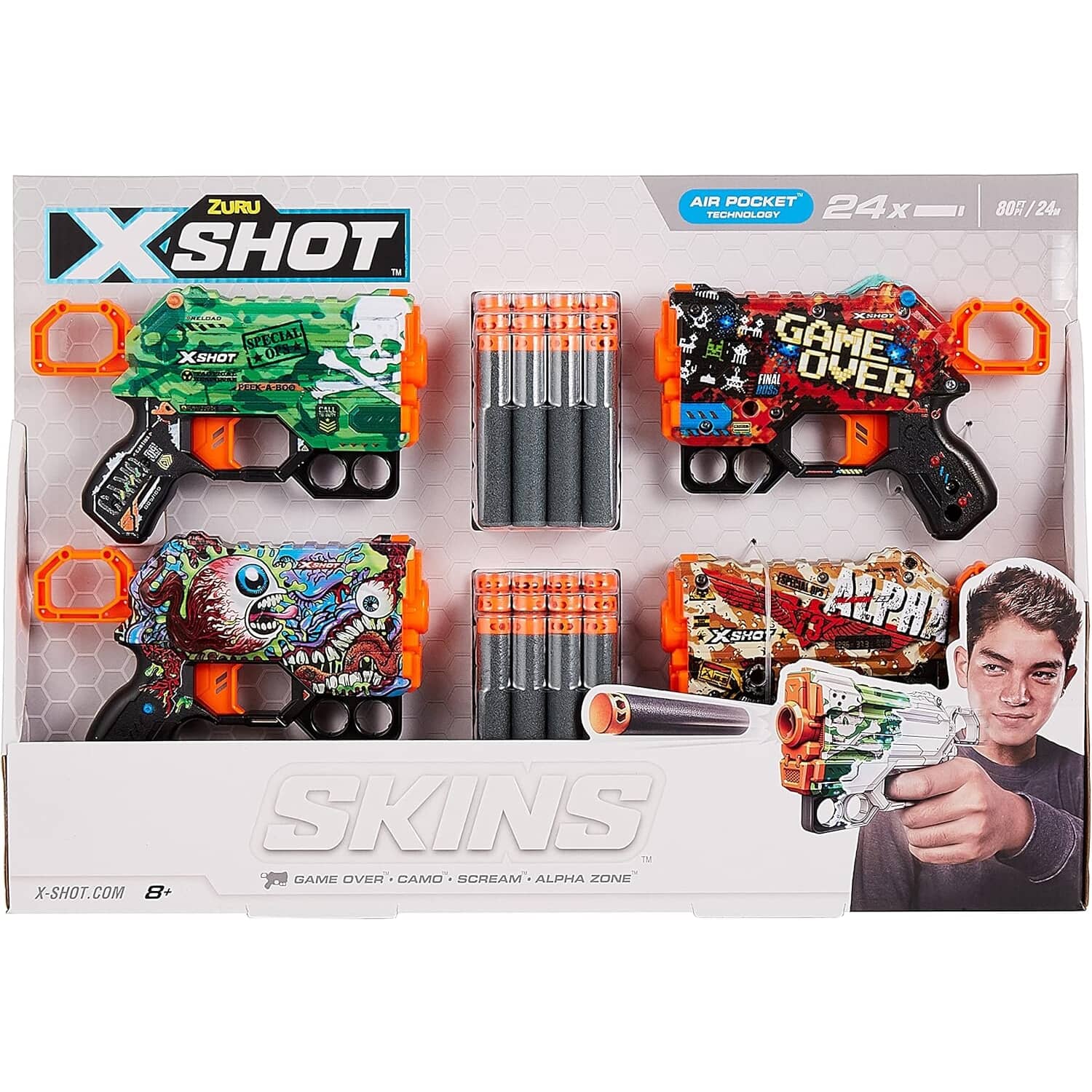 ZURU X-Shot Skins Menace Dart Blaster with 24 Darts | Home Hardware