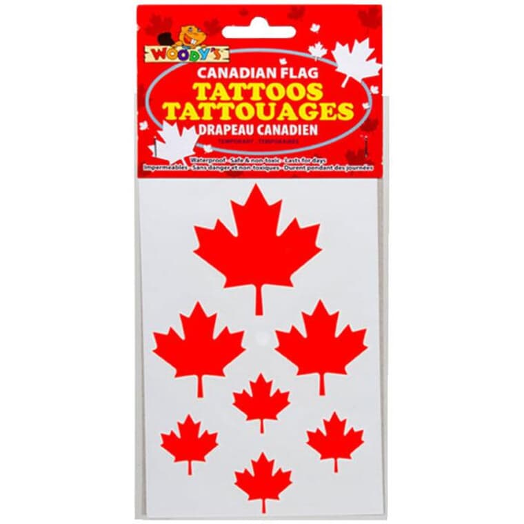 Tatouages temporaires du drapeau canadien, modèles variés