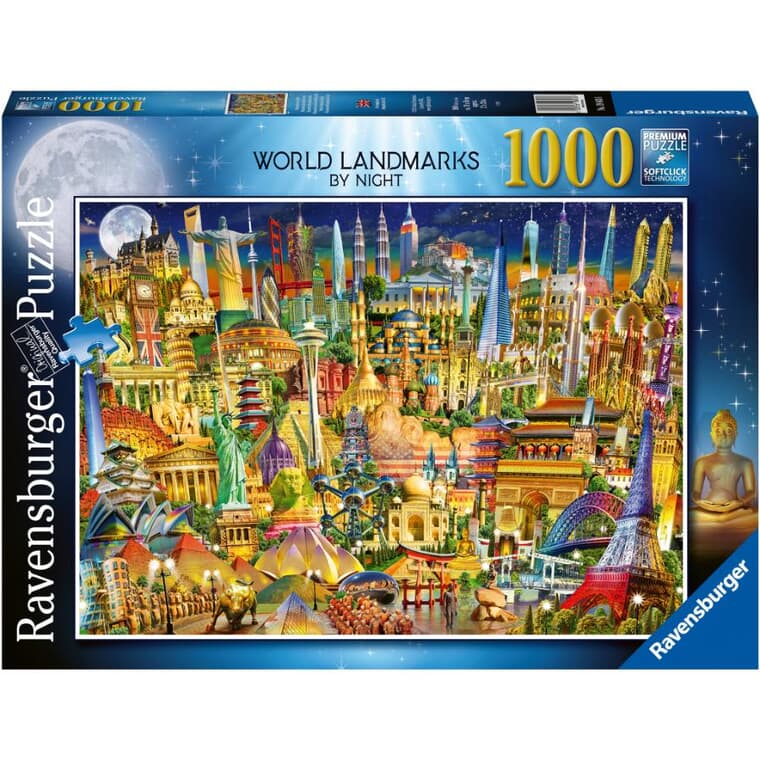 1000 Piece Landmarks By Night Puzzle