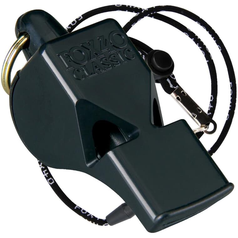 Black Multi-Use Sport Whistle, with Lanyard