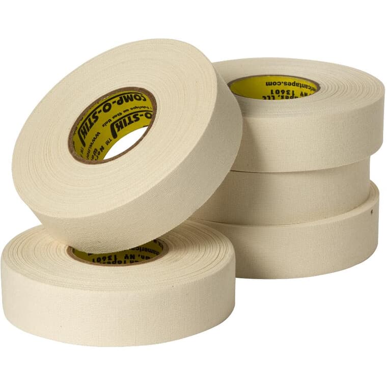 5 Pack 24mm x 25m White Hockey Tape