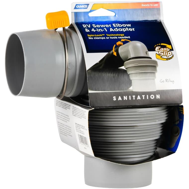 RV Easy Slip Sewer Elbow & 4-in1 Adapter