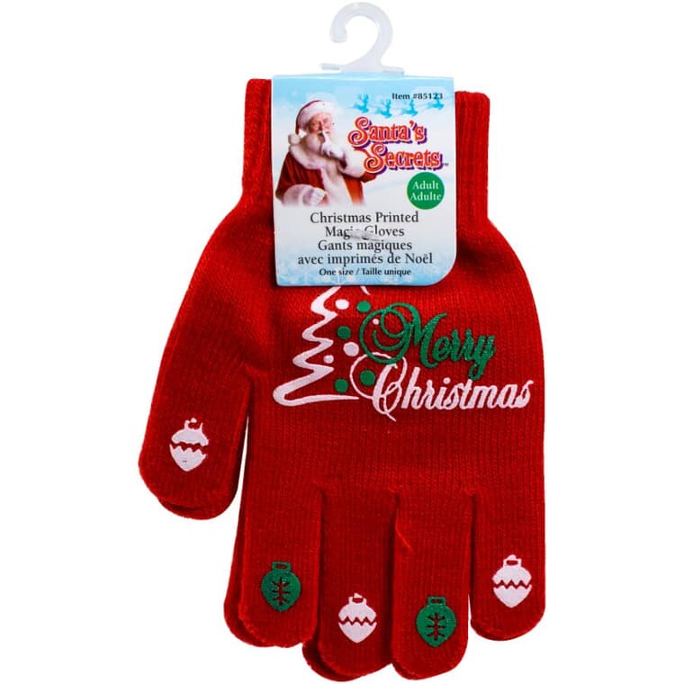 Unisex Christmas Printed Magic Gloves - One Size, Assorted Designs