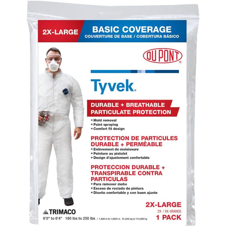 DuPont Tyvek Disposable Protective Painter's Coveralls - Double Extra Large