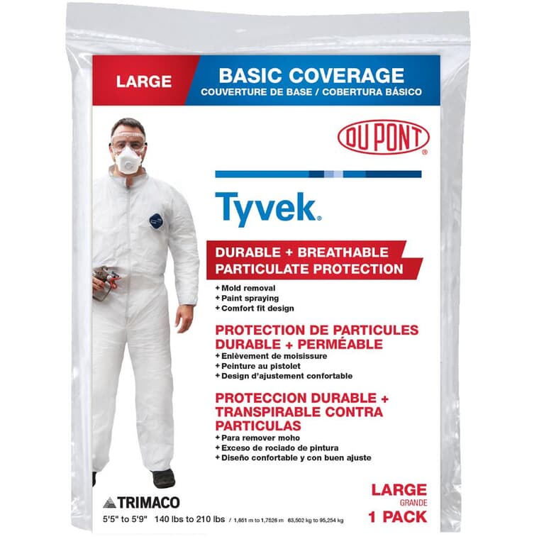DuPont Tyvek Disposable Protective Painter's Coveralls - Large