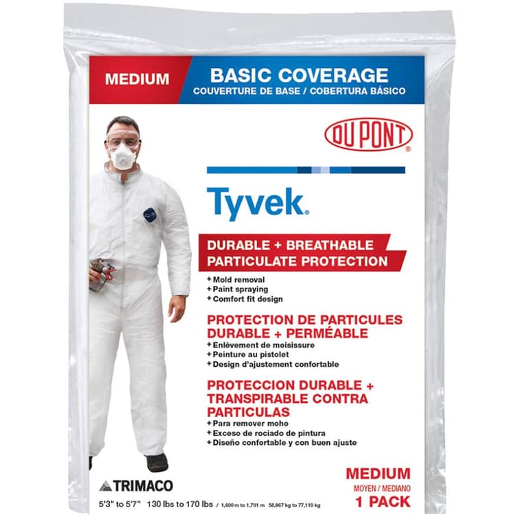 DuPont Tyvek Disposable Protective Painter's Coveralls - Medium