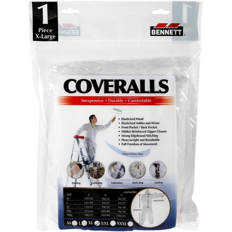 Disposable Painter's Coveralls - with Elasticized Hood, Extra Large