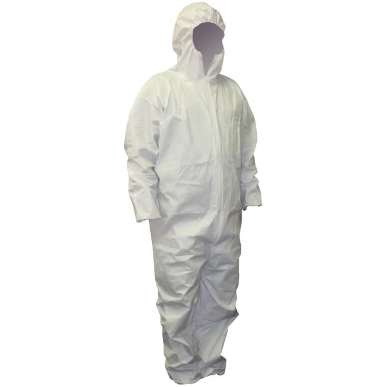 Men's Disposable Protective Painter's Coveralls - Large, White